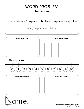 addition subtraction word problems worksheet 1st grade