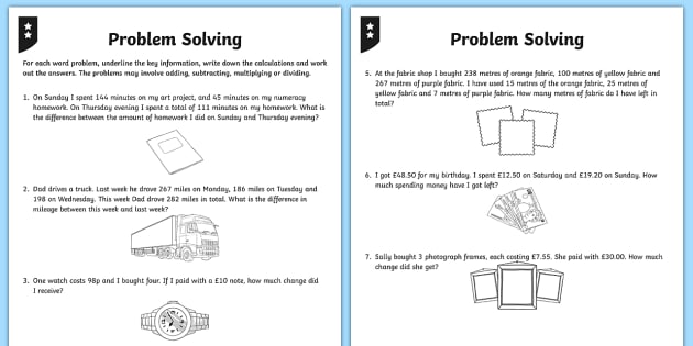 Addition and Subtraction Word Problem Worksheets 