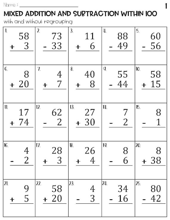 Printable Addition and Subtraction Worksheets Worksheets Library Printable Addition and Subtraction Worksheets Worksheets Library