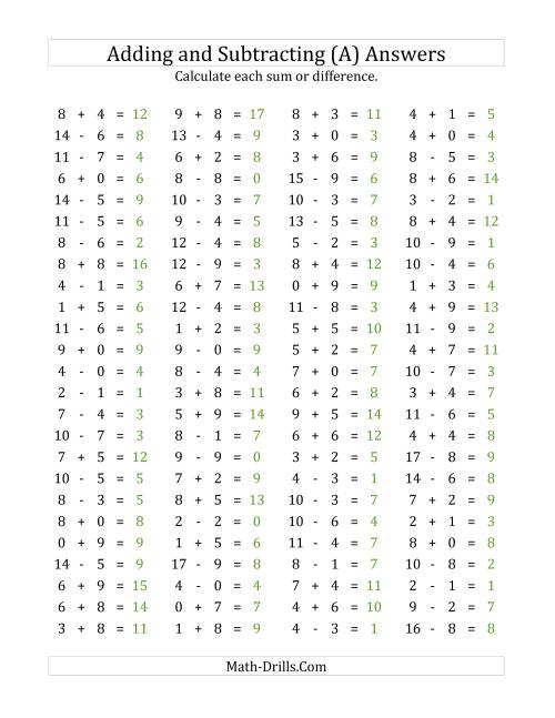 addition subtraction worksheet 100