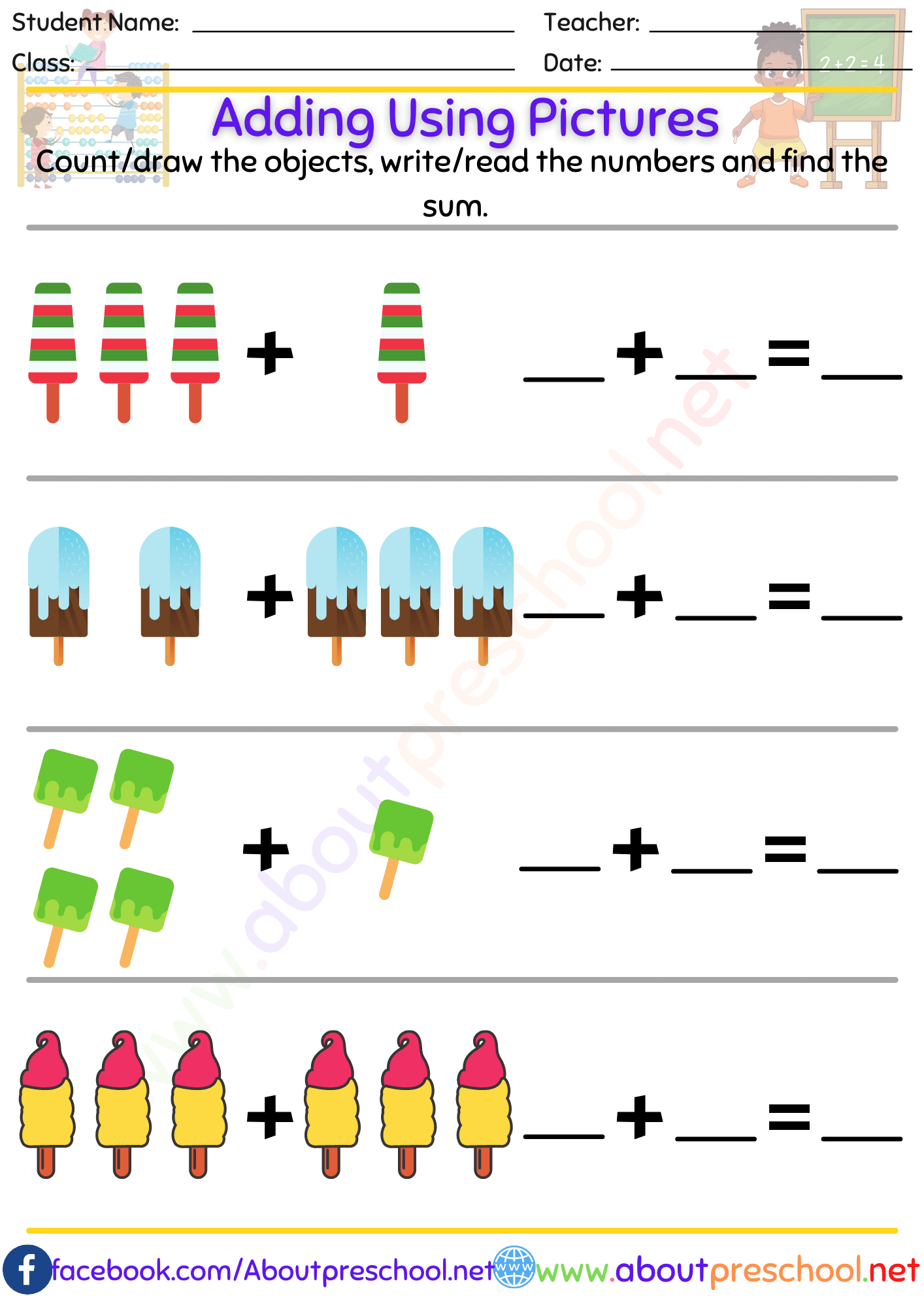 addition subtraction worksheet for grade 1