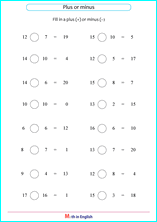 addition subtraction worksheet for grade 1