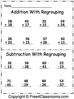 addition subtraction worksheet free