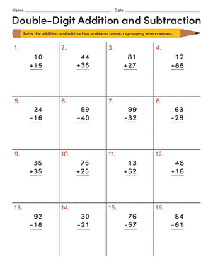 Double-Digit Addition and Subtraction | Interactive Worksheet ...