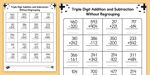 addition subtraction worksheet second