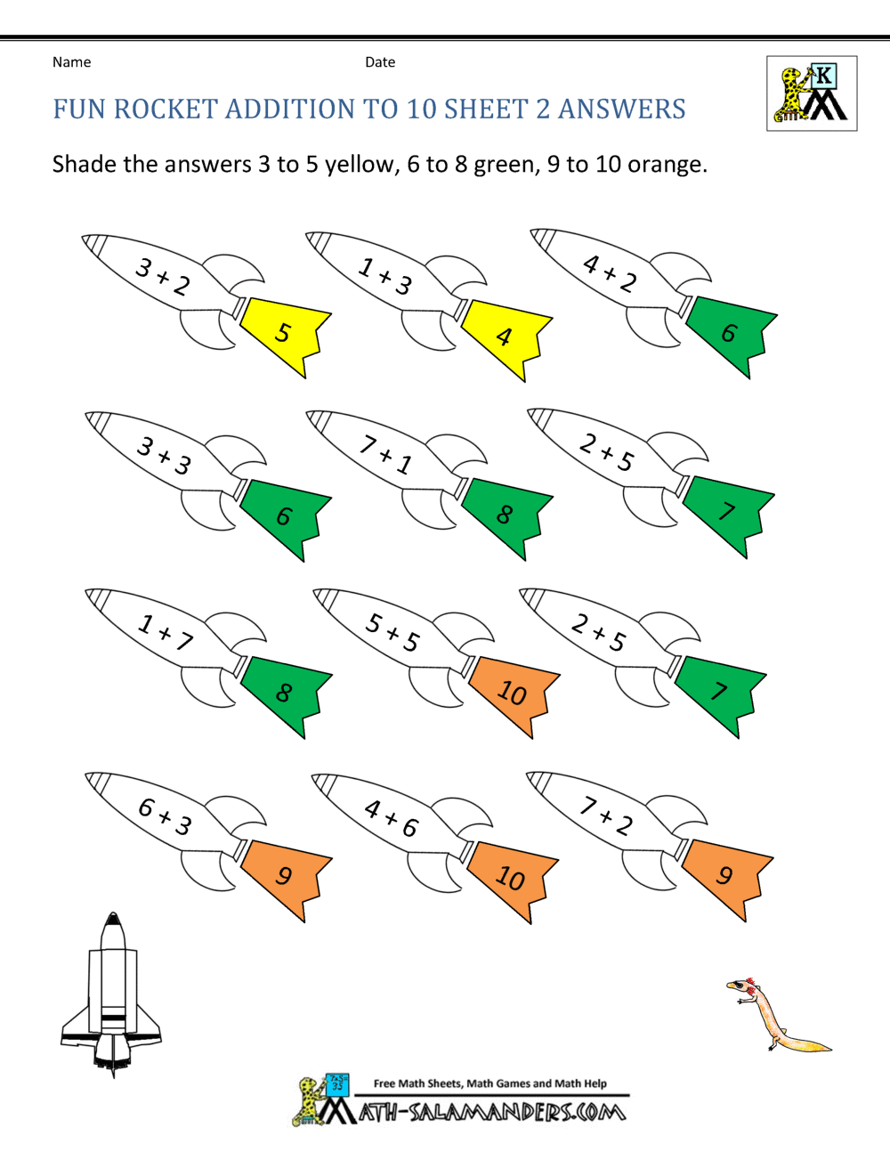 addition to 10 coloring worksheet