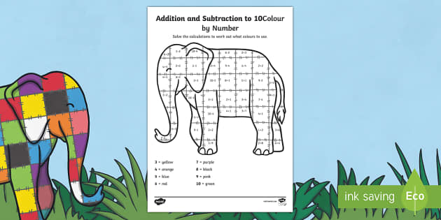 addition to 10 colouring worksheet