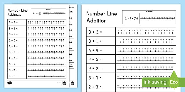 addition to 10 worksheet with number line