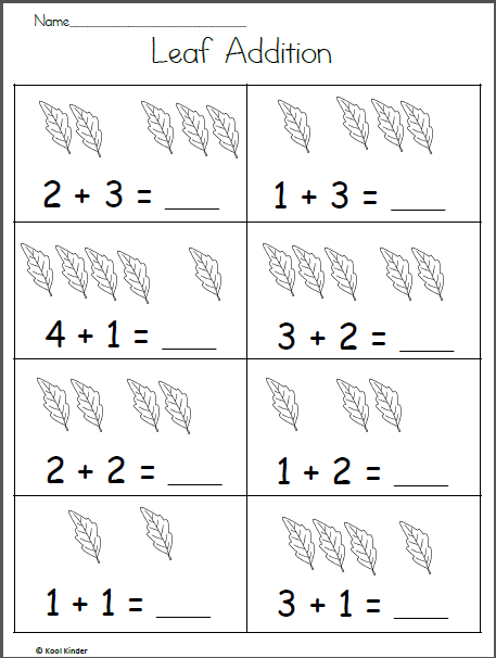 addition to 5 worksheet kindergarten