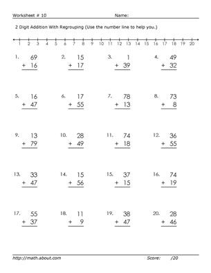 10 Double-Digit Addition Worksheets With Regrouping