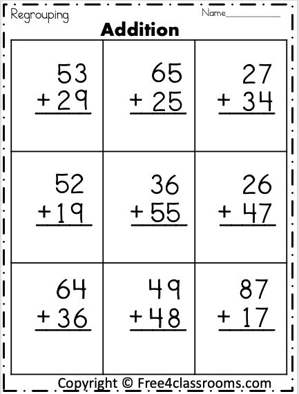 Free Addition Worksheets - 2 Digit - With Regrouping ...