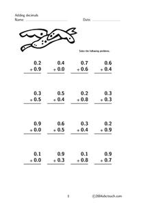 Adding Decimals Worksheet for 3rd - 5th Grade | Lesson Planet