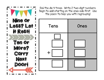Addition and Subtraction with and without regrouping center and posters