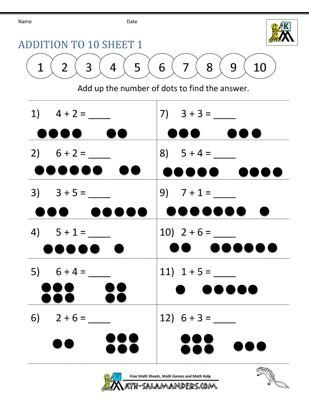 Kindergarten Addition and Subtraction Worksheets