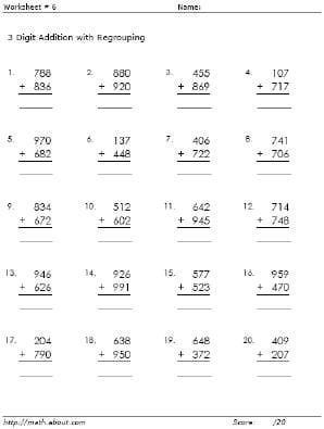 addition without regrouping worksheet generator