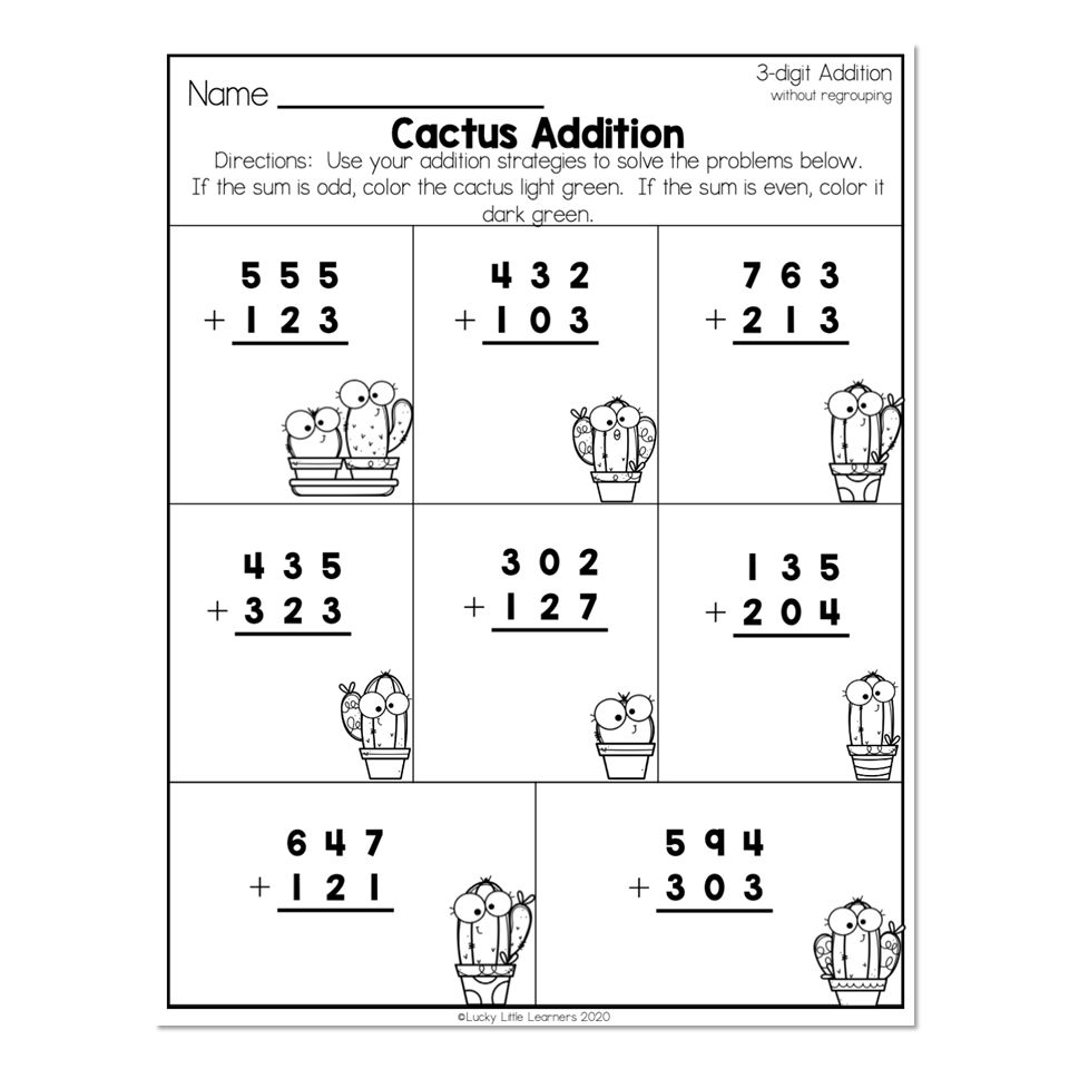 addition without regrouping worksheet grade 3