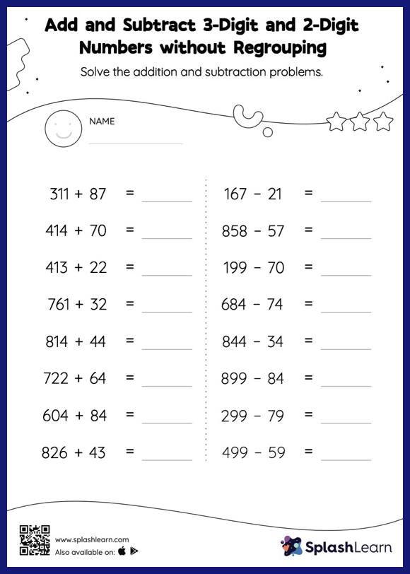 Add and Subtract 3-Digit and 2-Digit Numbers without Regrouping ...