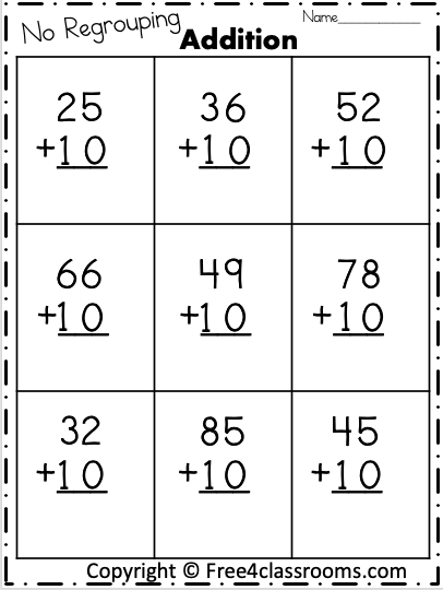 addition without regrouping worksheet