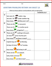 Addition Word Problems 2nd Grade
