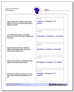 addition word problems to 10 worksheet