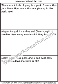 addition word problems to 10 worksheet