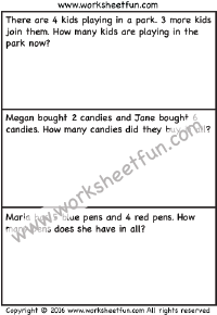 addition word problems worksheet for 1st grade