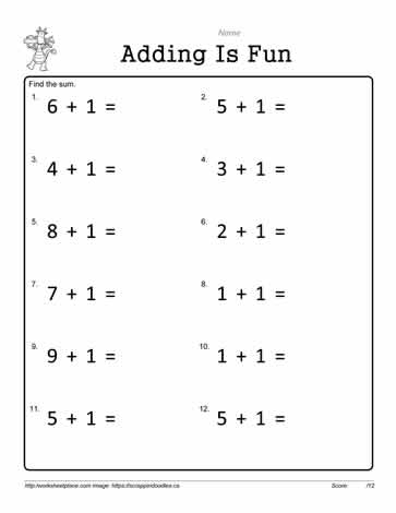 addition worksheet 1 to