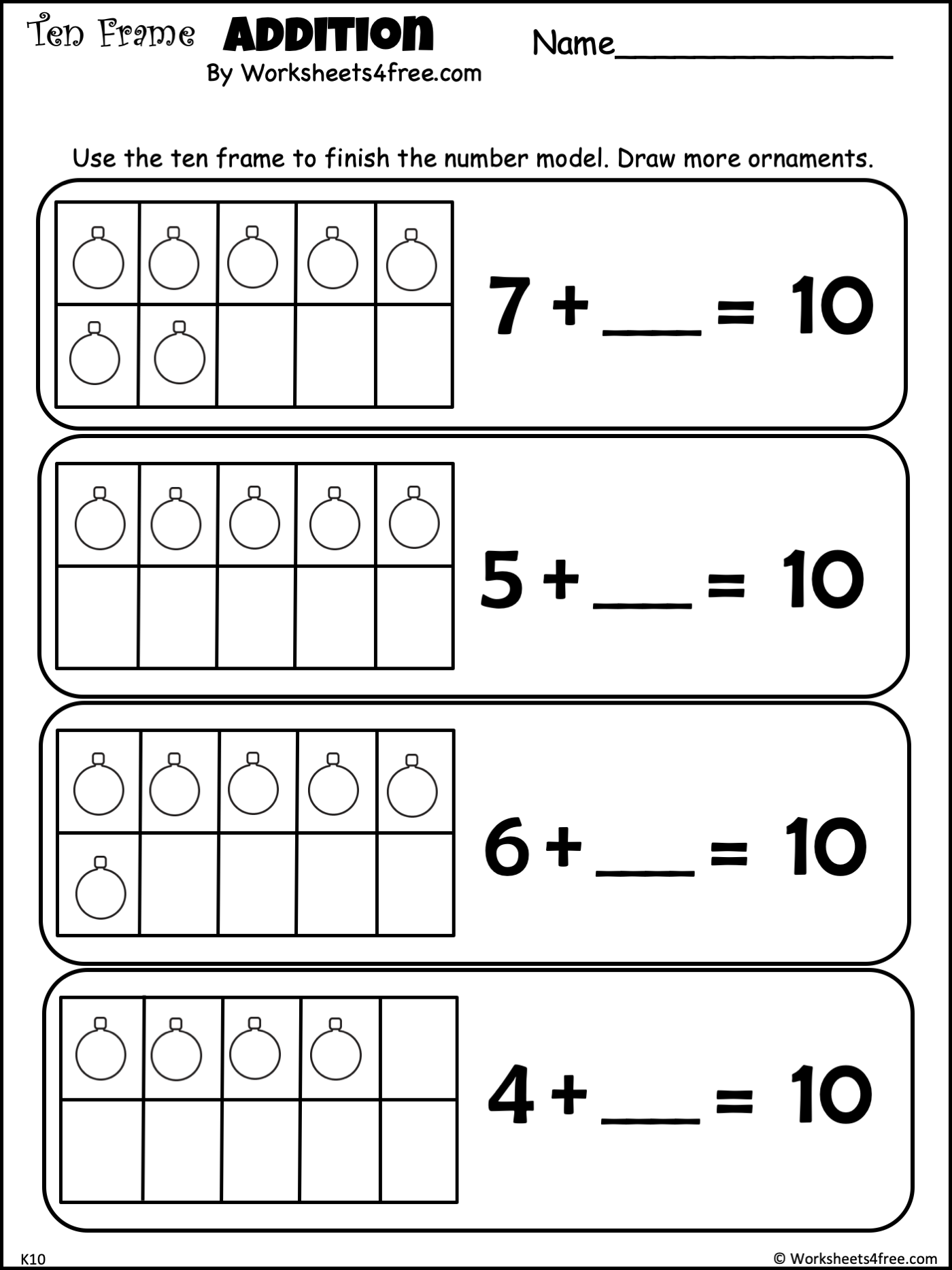 addition worksheet 10
