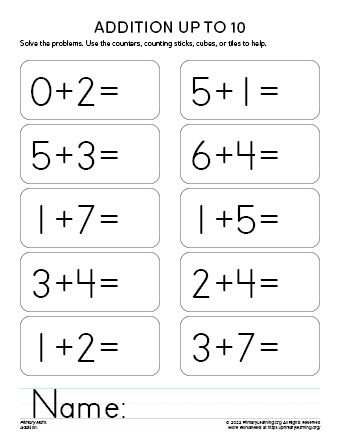 Single-Digit Addition Worksheet 4  