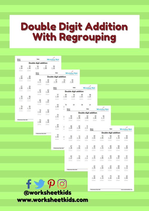 Double digit addition with regrouping worksheets for 2nd grade ...
