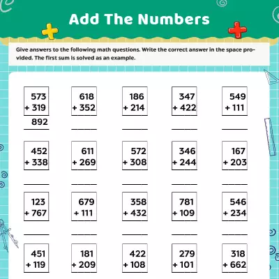 Addition Worksheets: Three Digit With Regrouping