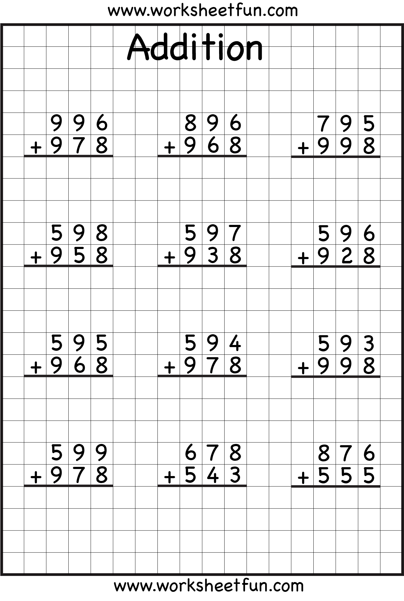 3 Digit Addition With Regrouping - Carrying - 6 Worksheets / FREE ...