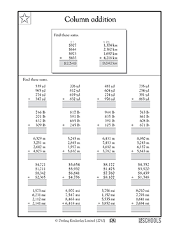 addition worksheet 4th grade printable