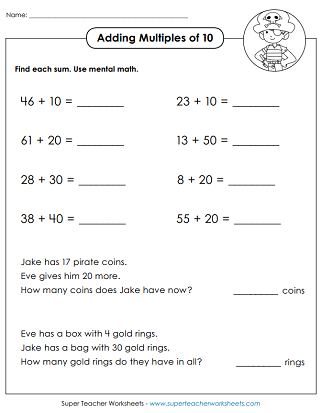 Adding 10 &  Multiples of 10: Worksheets