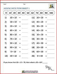 Add and Subtract 10 Worksheet
