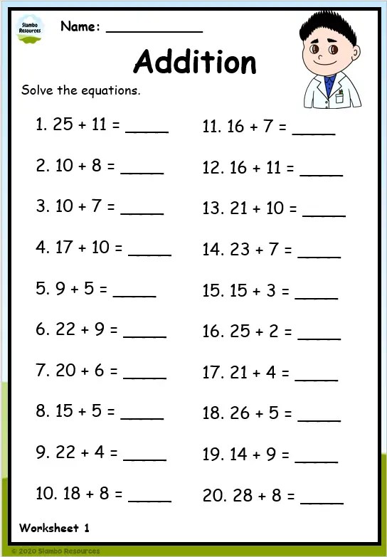 addition worksheet and