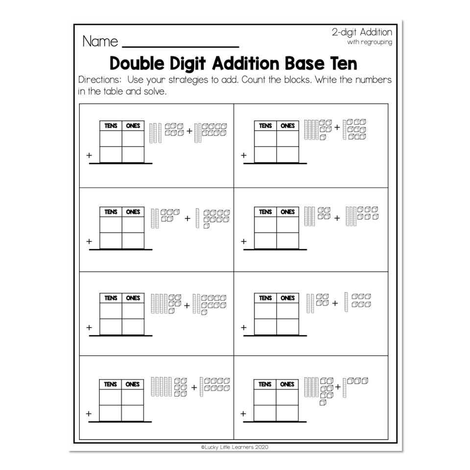 addition worksheet base ten