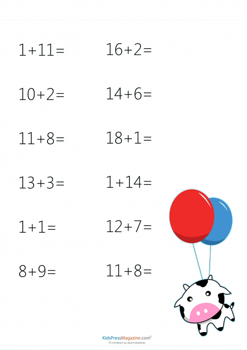 Easy Addition Worksheet - #8 - KidsPressMagazine.com