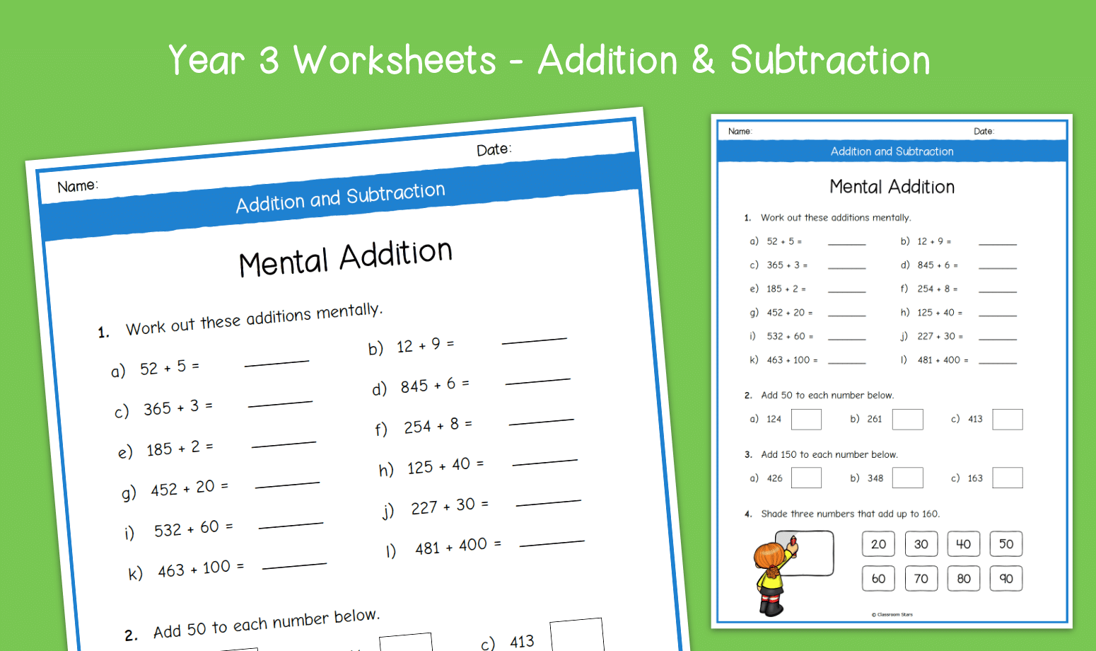 Year 3 | Mental Addition Worksheets | KS2 Addition | Primary Maths