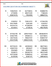 5th Grade Addition Worksheets