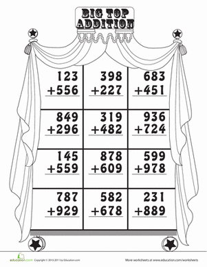 Big Top Addition | Worksheet 