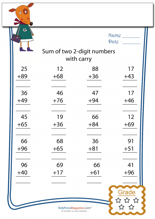 Two Digit Addition With Carryover - KidsPressMagazine.com