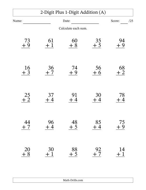 addition worksheet carrying two