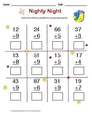 addition worksheet carrying