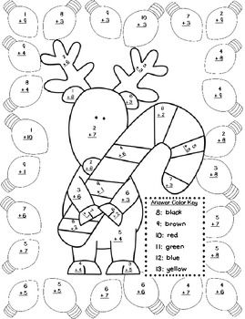 Addition Coloring Worksheets Christmas - Worksheet School
