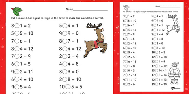 Christmas-Themed Subtraction and Addition Activity | Age 4-7