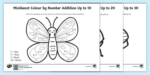 addition worksheet color by number