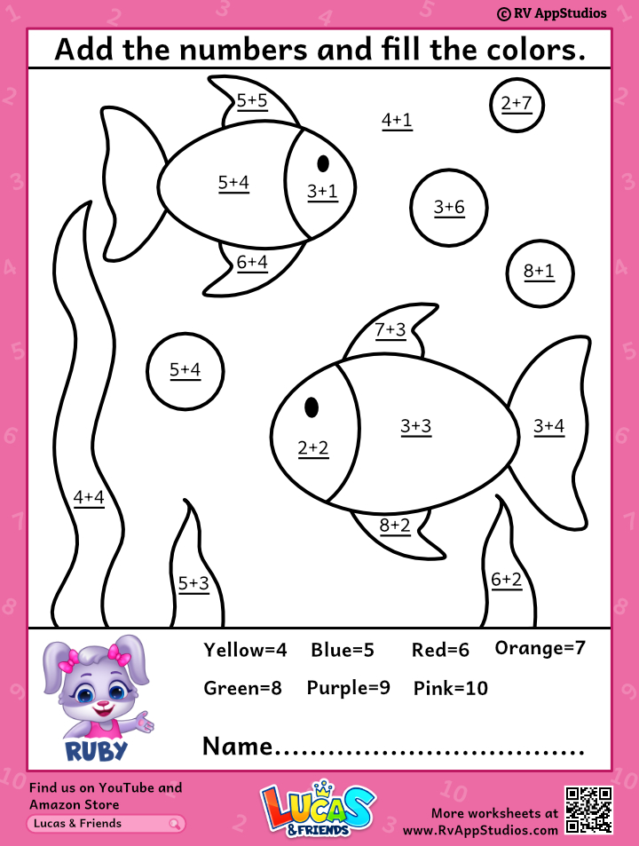 Color By Adding Numbers Worksheets | Free Printable Worksheets