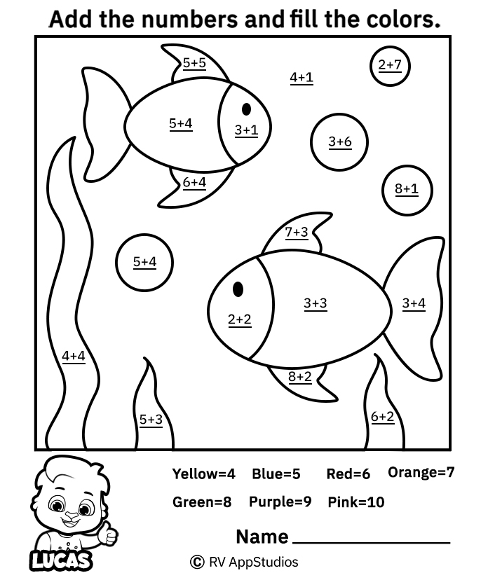 addition worksheet coloring pages