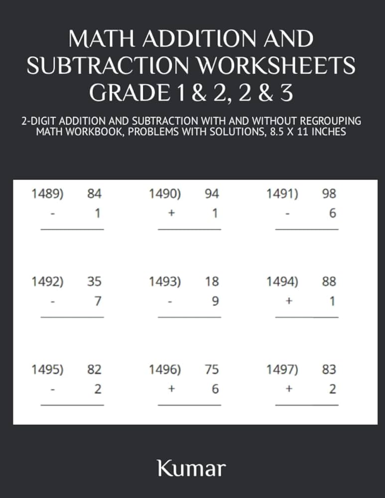Amazon.co.jp: MATH ADDITION AND SUBTRACTION WORKSHEETS GRADE 1 &  2 ...